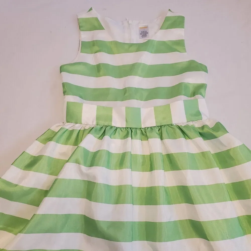 Gymboree Girls Sz 8 Layered Stripped Party Dress Green White